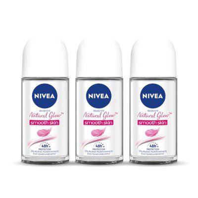 Nivea Deodorant Roll On, Whitening Smooth Skin For Women, 50ml (Pack Of 3)