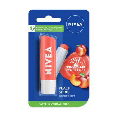 NIVEA Lip Balm, Fruity Peach Shine, 4.8g