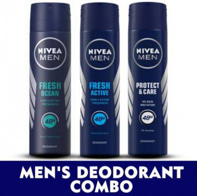 NIVEA MEN Deodorant Combo 150 ml each Deodorant Spray - For Men  (450 ml, Pack of 3)