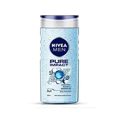 NIVEA MEN Pure Impact 250ml Body Wash| Shower Gel | Clean, Healthy & Moisturized Skin