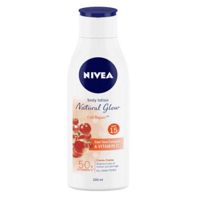 NIVEA Natural Glow Cell Repair 200ml Body Lotion | SPF 15 & 50 X Vitamin C for Summer Protection | Smooth Skin |For All Skin Types