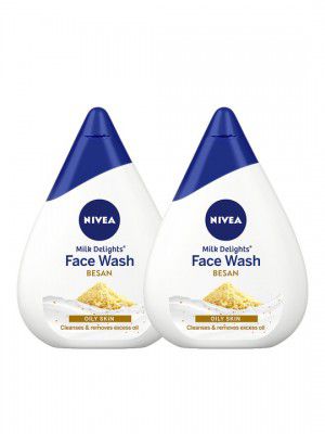 Nivea Set of 2 Milk Delights Face Wash Fine Gramflour For Oily Skin - 100ml each