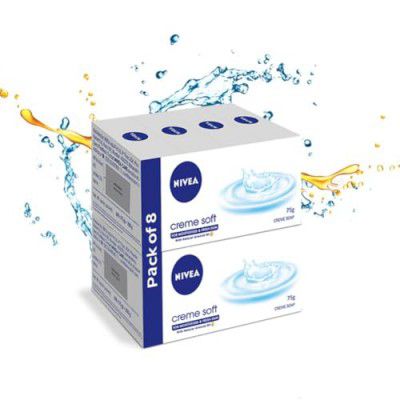 NIVEA Soap, Creme Soft, For Hands And Body, 75 g (Pack of 8)