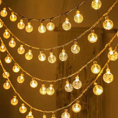 NIYAMAX Crystal Bubble Ball String LED Lights for Home Decoration String Fairy Lights - Transform Your Diwali, Christmas & Room Decoration with Enchanting Multi Lighting (3 Meter 14 led,Yellow)