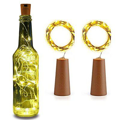 NIYAMAX Pack of 1 Wine Bottle Cork Copper Wire String Lights (2 Meter 20 LED in Each)