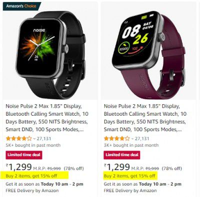 Noise Smartwatches | Buy 2, get extra 15% off