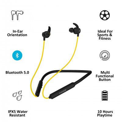 Noise Tune Active In-Ear Wireless Earphone with Mic (Bluetooth 5.0, IPX5 Water Resistant, Yellow)