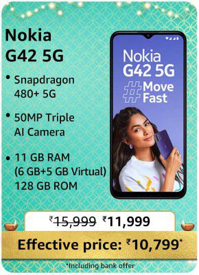 Nokia G42 5G @ ₹10,799/- During Big Billion Days Sale