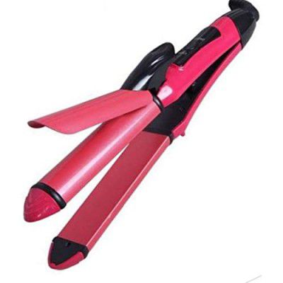 Nova NHC-2009 Professional 2 in1 Electric Straightner Corded Hair Styler Smooth Curler for Women Hair Styler (Pink)