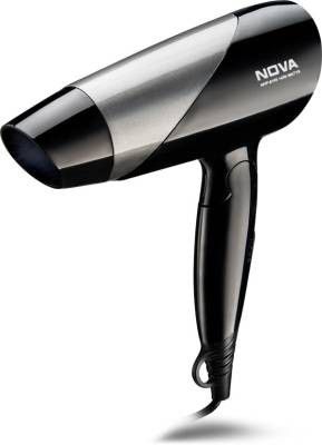 Nova Silky Shine 1400 W Foldable NHP 8109 Hair Dryer (1400 W, Black)