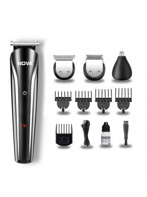 NOVANG 1145/05 USB Trimmer with 60 Min Runtime & 9-Length Settings - Black & Silver-Toned