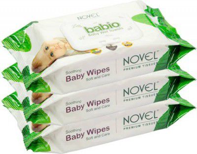 NOVEL Baby Wipes 80 Sheets pack of 3/with Lid (240 Wipes)