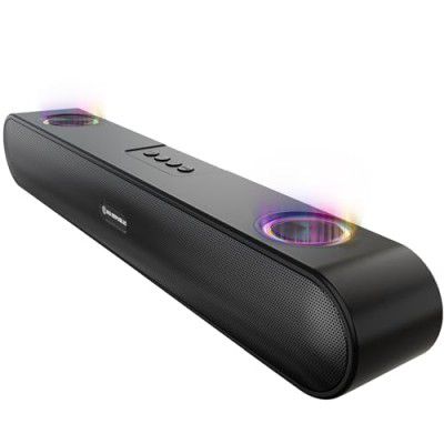 Nu Republic PartyBox 16 I 16W Bluetooth Speaker, SoundBar with X-Bass Technology, 2.0 Channel with 50mm Dynamic drivers, Upto 10 Hrs Playtime, Multiple RGB LED Lights, Aux/USB Port 16W Output (Black)