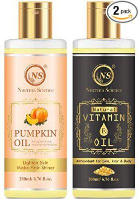 Nuerma Science Pumpkin Oil and Vitamin E Oil For Lighten Hair, Natural Hair (Pack of 2, 200ML Each)