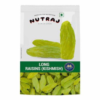 Nutraj Indian Raisins (Kishmish) 1 Kg (500g x 2) Pouch Dried Seedless | Super Long Raisin | Seedless Kishmish