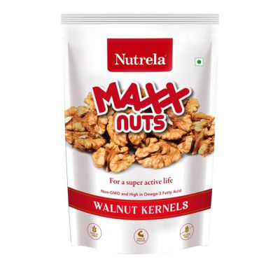 Nutrela Maxx Walnut Kernals 200g Without Shell, Akhrot Giri, Dry Fruits Snacks, Rich in Omega-3, Protein & Fiber