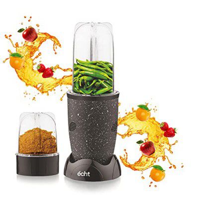 NUTRI BLENDER Grinder by Echt, NB4s 450 Watt,2, chutneys and dry masala; The Long Jar (500ml) & the Short Jar (300ml) 2 years warranty, Black Splatter