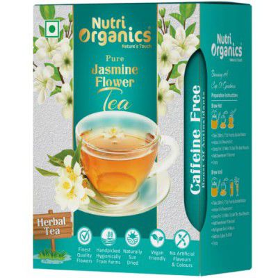 Nutri Organics Herbal Tea Ayurvedic Jasmine Flower Tea | Natural Sun-Dried Flowers - 25g | For Slimming Body and Stress Relief