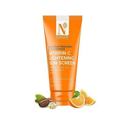 NutriGlow NATURAL'S Advanced Pro Formula Vitamin C Lightening Sunscreen SPF 50 & PA+++, Sensitive & Combination Skin (100 g)