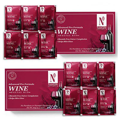 NutriGlow NATURAL'S Advanced Pro Formula Wine Facial Cleanup Kit  Goodness Of Red Grape Extracts, 60 gm ( Pack of 2 )