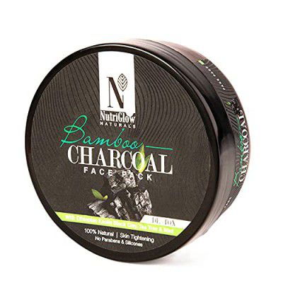 NutriGlow Natural's Bamboo Charcoal Face Pack With Ethiopian Kaolin Black Clay For Brightening, Lightening & Tightening Skin,100% Natural, 200gm