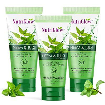 NutriGlow Neem & Tulsi Non-Foaming Face Wash, 65ml Each, Pack of 3