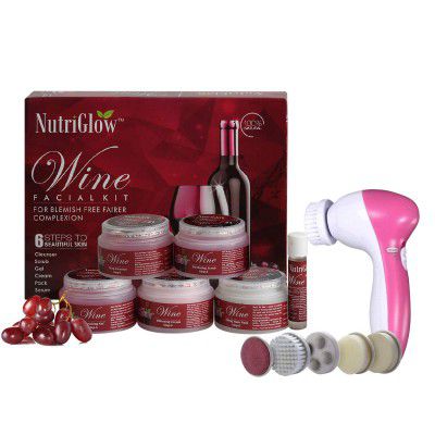 NutriGlow Wine Facial Cleanup Kit for Women for Glowing Skin| 6-Pieces Skin Care Set 