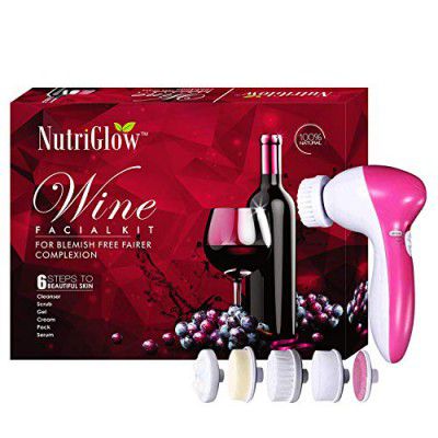 NutriGlow Wine Facial Cleanup Kit for Women for Glowing Skin| 6-Pieces Skin Care Set