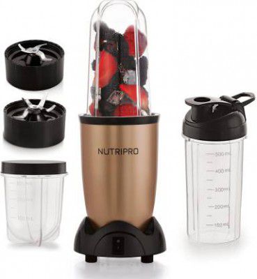 NutriPro Nutri Blender 500 Juicer Mixer Grinder (3 Jars, Gold)