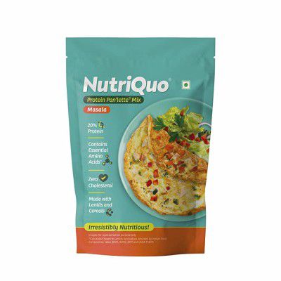 Nutriquo Protein Panlette Mix Masala Pack || High Protein, Zero Cholesterol ,Breakfast, Gym Snack, Healthy Food ||Ready to Cook, Instant Mix || Pancake, Omelette, Breakfast Cereal Alternative ||Made w