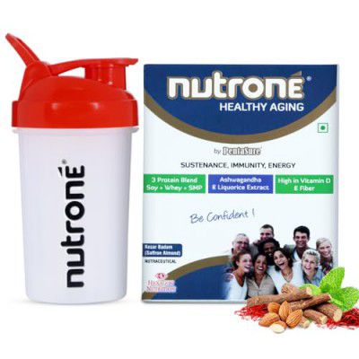 Nutrone Healthy Aging Kesar Badam Powder by Pentasure, 300g Carton with Free Shaker