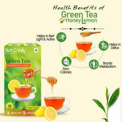 NutroVally Lemon Honey Green Tea for weight loss with Premium tea leaves Lemon, Honey Green Tea Bags Box  (25 Bags)