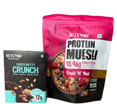 NUTS'MOR Protein Muesli protein with goodness of jaggery and honey\'Fruit 'N' Nut\'(950) g Protein Daily Choco Nutty Crunch