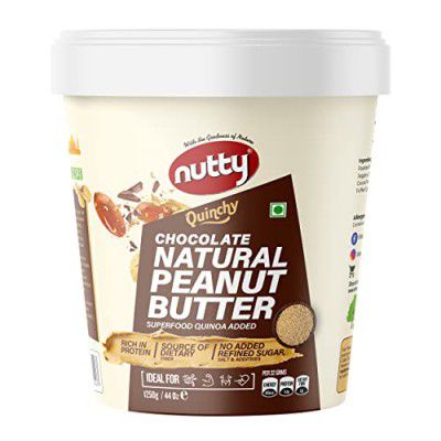 Nutty Natural Chocolate Unsweetened Peanut Butter, 100% Non-GMO, Vegan, 31g Protein, Superfood Quinoa Added, 0% Trans-Fat, Quinchy Peanut Butter Spread (1250 g)