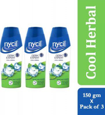 NYCIL Germ Expert Cool Herbal Prickly Heat and Cooling Powder - (3 x 150 g)