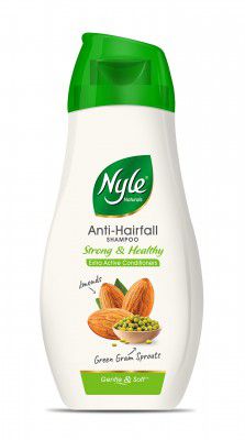 Nyle Naturals Strong & Healthy Anti Hairfall 2 In1 Shampoo With Active Conditioner, With Almonds And Green Gram Sprouts, 90ml