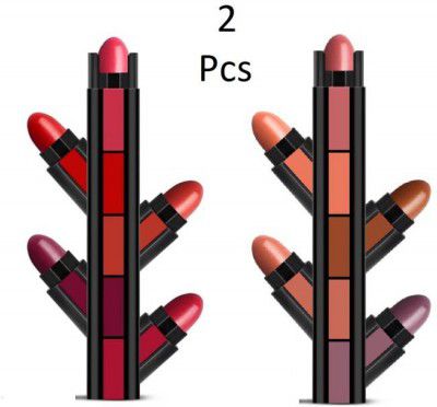 NYN HUDA Insta Beauty 5 in 1 Forever Enrich Matte Lipstick, The Red & Nude Pack of 2  (The Fab Red and Nude Edition, 15 g)