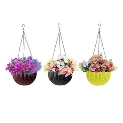 Ocean Mart- Euro Hanging Planters - 3 Pcs (7 Inch, Multicolor)