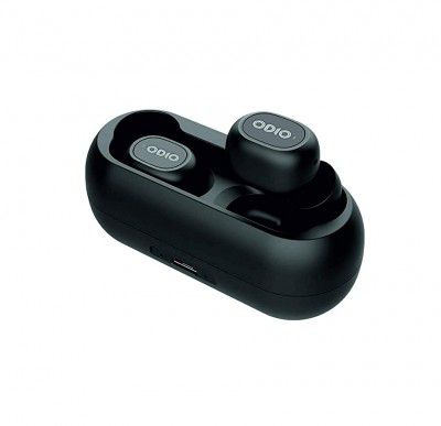 ODIO - The Truepods Series - OTW07 TWS - True Wireless Earbuds with Up to 15H Total Playback, with Realtek chipset, Secure Fit Earhooks, Immersive Audio and BT V5.0 Black