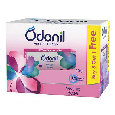 Odonil Bathroom Air Freshener Blocks 100g - Buy 3 Get 1 Free| Mixed Fragrance | With Odour Buster Technology