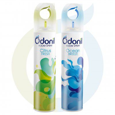 Odonil Room Air Freshner Spray - 440ml Combo (Pack of 2, 220ml each) | Citrus Fresh & Ocean Breeze | Nature Inspired Fragrance for Home & Office | Long Lasting Fragrance