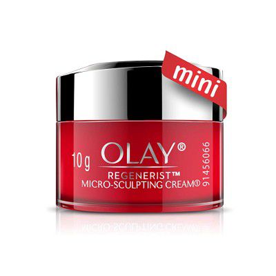 Olay Skin plumping formula Regenerist Microsculpting Day Cream - Mini with Hyaluronic Acid, Niacinamide & Pentapeptides (Suitable for Normal, Dry, Oily & Combination skin, 10 ml)