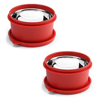 oliveware SOPL (Logo) with Device Benny Containers, Set of 2 (450ml) - Red