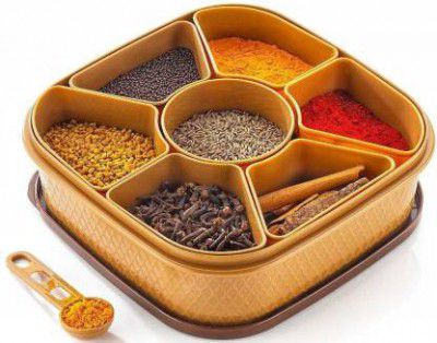 OMORTEX Hot Selling Stylish Masala Box and Spice Container For Kitchen - 140 ml Plastic Utility Container  (Pack of 8, Brown)