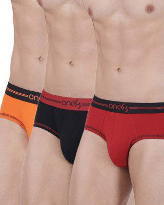 one8 by Virat Kohli Men's Cotton Brief (Pack of 3) (203L1_Brick Red/Black/Orange_Small_Brick Red/Black/Orange_S)