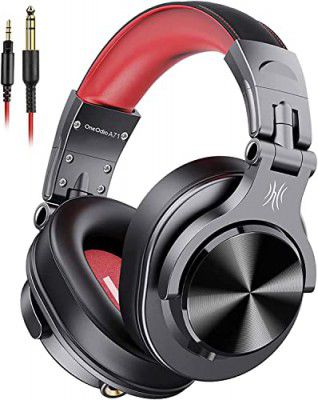 OneOdio A71 (red) PC Headsets with Microphone, Multifunctional Headset with Boom Mic Studio Headphones for Mac Laptop Office Zoom Conference, Wired Over Ear Headset with Volume Control for Gaming