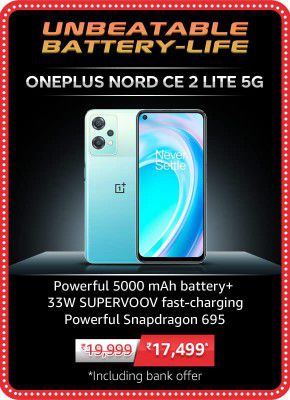 OnePlus Nord CE 2 Lite 5G (6GB RAM + 128GB Storage) @ ₹17,499