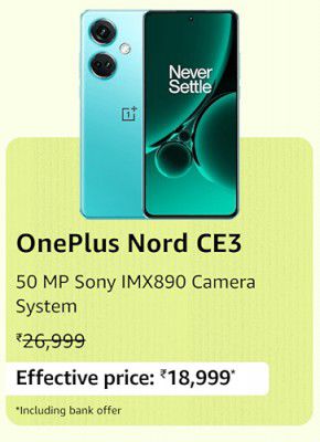 OnePlus Nord CE 3 5G @ ₹18,999 during Prime Day Sale