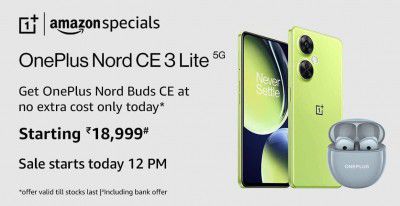 OnePlus Nord CE 3 Lite 5G Starting ₹18999 With ICICI CC + Free Nord Buds CE