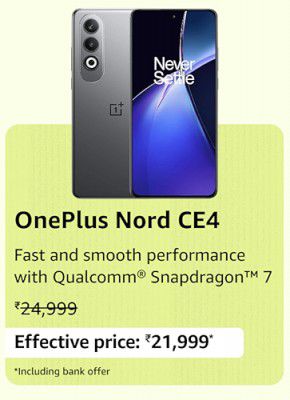 Oneplus Nord CE4 @ ₹21,999 during Prime Day Sale